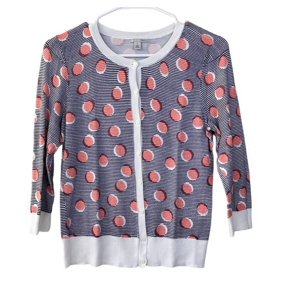 Halogen Women's Sz: SP Button Down Long Sleeve Polka Dot Cardigan Sweater - Picture 1 of 8